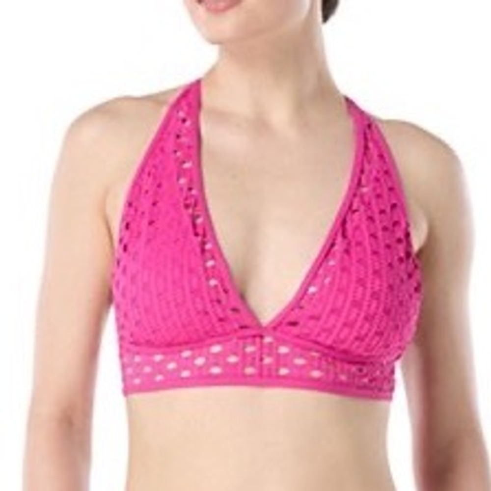 Carmen‎ Marc Valvo Living Paradise Crochet Halter Bikini Top Size Large
